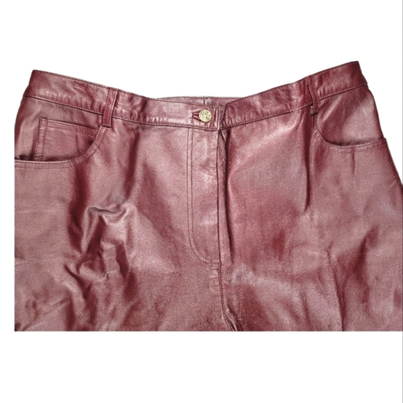 **PLUS SIZE LEATHER** Vintage Via Accenti Women's Straight Leg Leather Pants - Picture 3 of 9